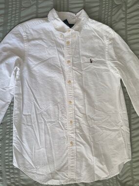 Ralph Lauren Boys White Button Down Long Sleeve Shirt Size L (14-16)